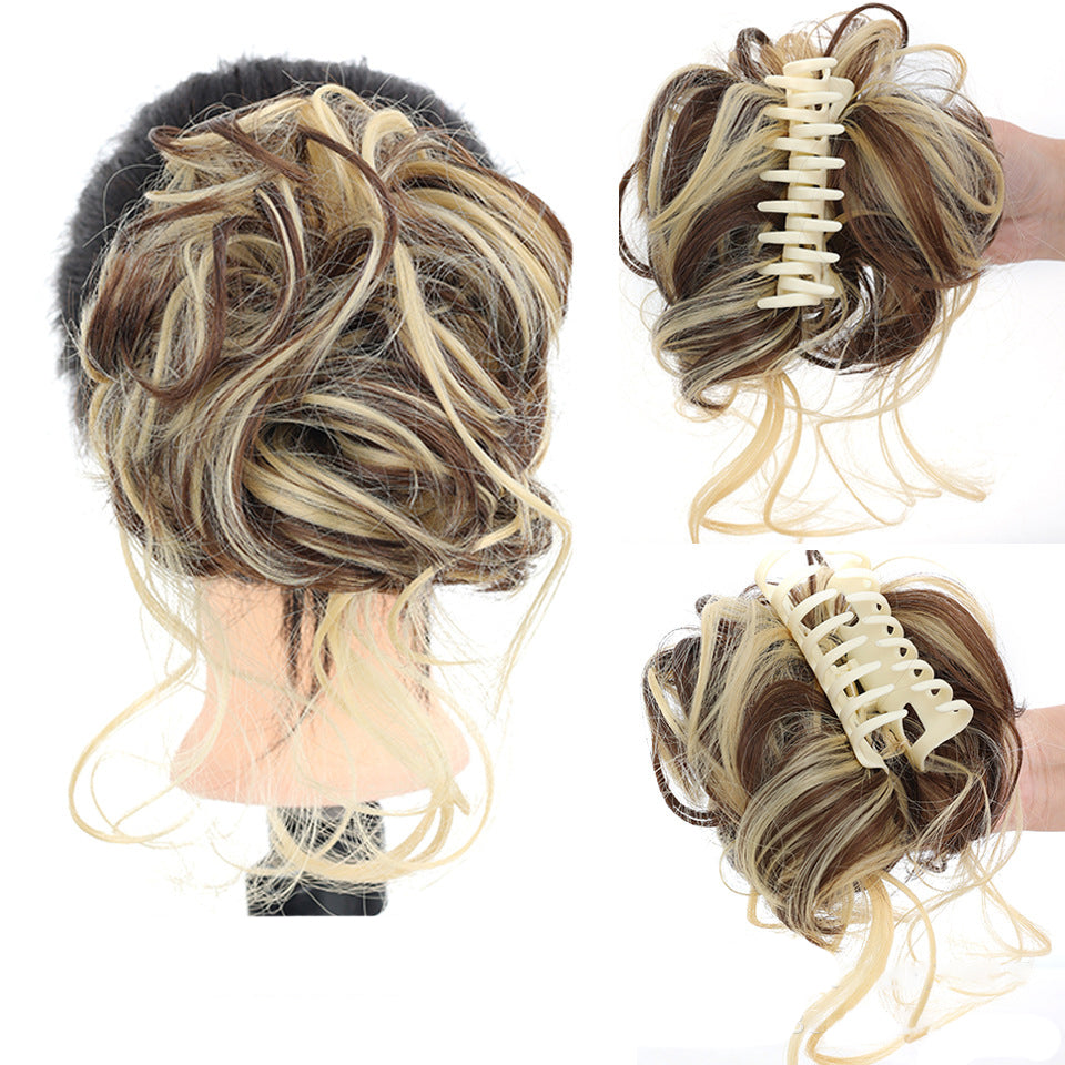 Posticcio per capelli raccolti in uno chignon disordinato, posticcio per capelli ricci e mossi raccolti in una coda di cavallo da indossare tutti i giorni