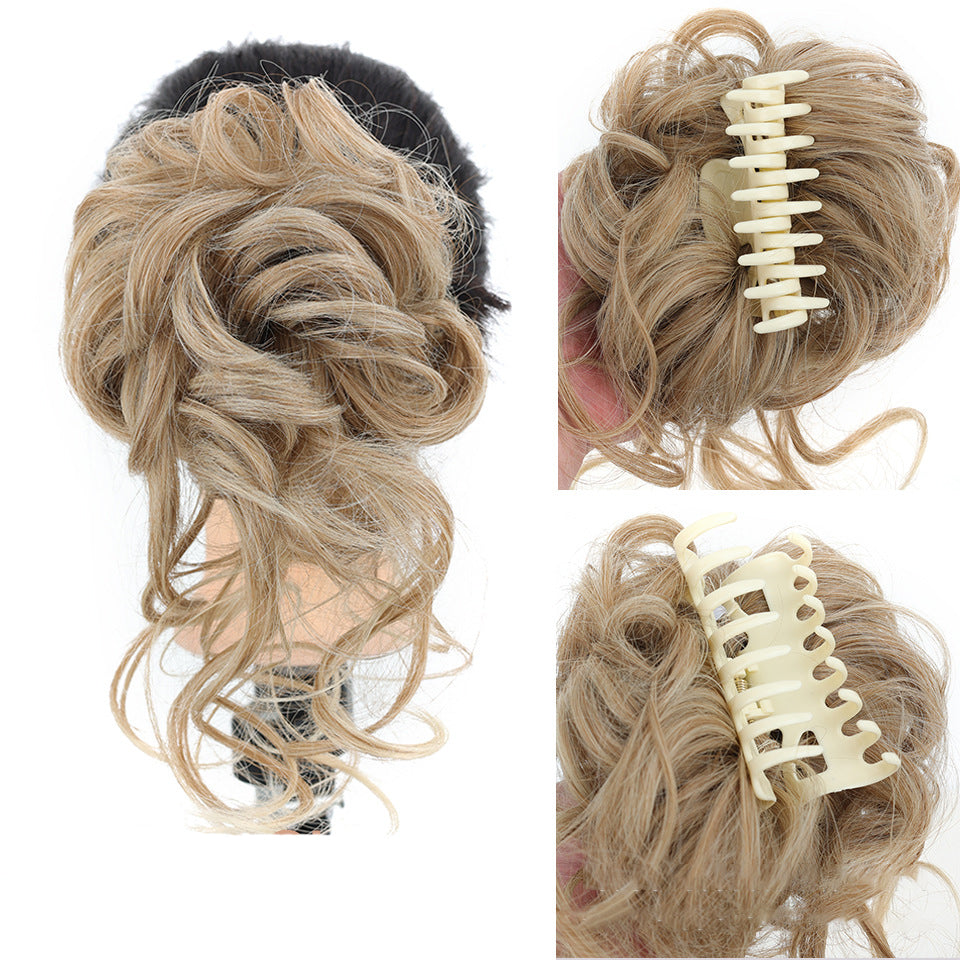 Posticcio per capelli raccolti in uno chignon disordinato, posticcio per capelli ricci e mossi raccolti in una coda di cavallo da indossare tutti i giorni