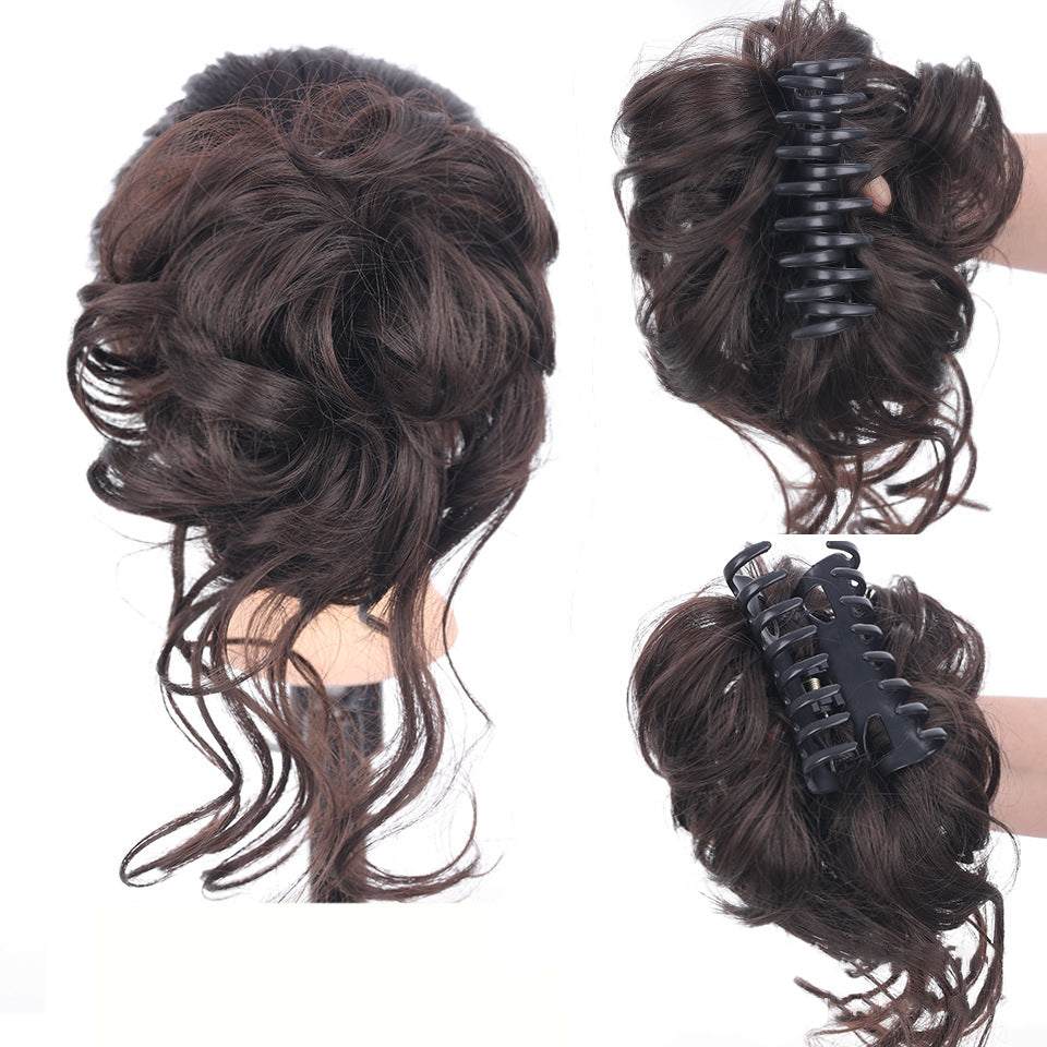 Posticcio per capelli raccolti in uno chignon disordinato, posticcio per capelli ricci e mossi raccolti in una coda di cavallo da indossare tutti i giorni