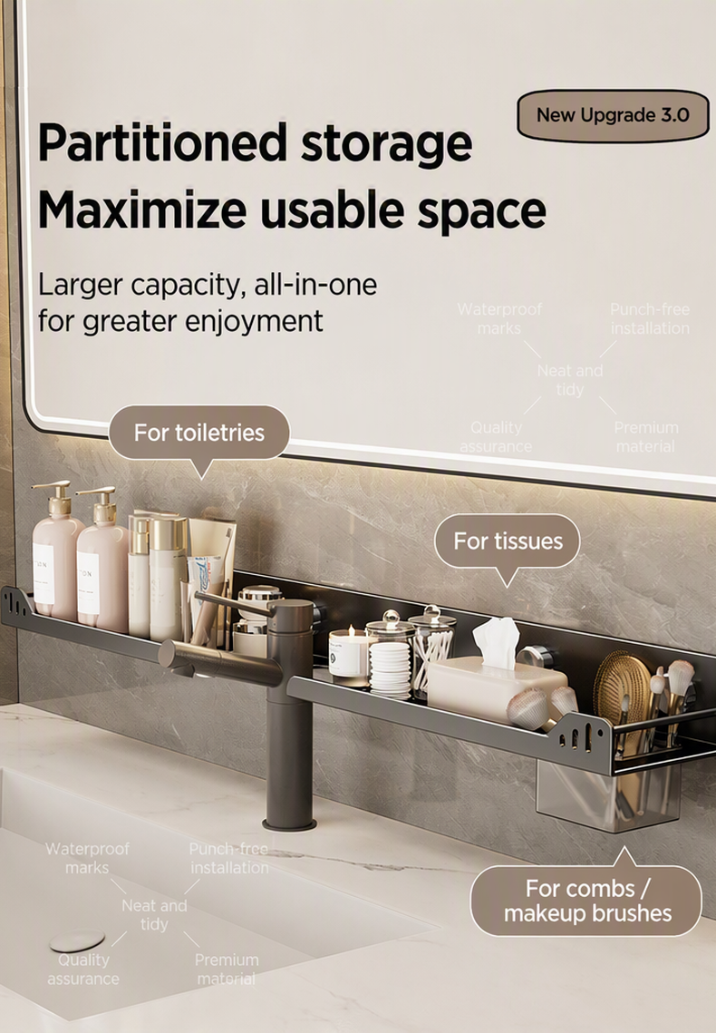 🥳2026 NUOVO ARRIVO🥳💞50K+ VENDUTI!🔥50% DI SCONTO! 🛁🧺 Mensola da Bagno Senza Foratura Montata a Parete — Fissaggio a Manopola Rotante, Tenuta Stabile, Facile Installazione ✨