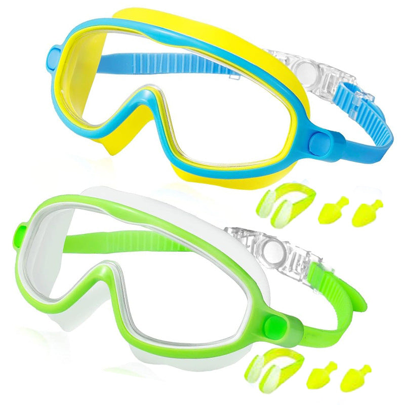 🔥OFFERTA LIMITATA: 50% DI SCONTO!!🏆Il numero 1 nelle vendite🏊‍♀️Occhialini da nuoto per bambini con montatura larga, impermeabili e antiappannamento in HD