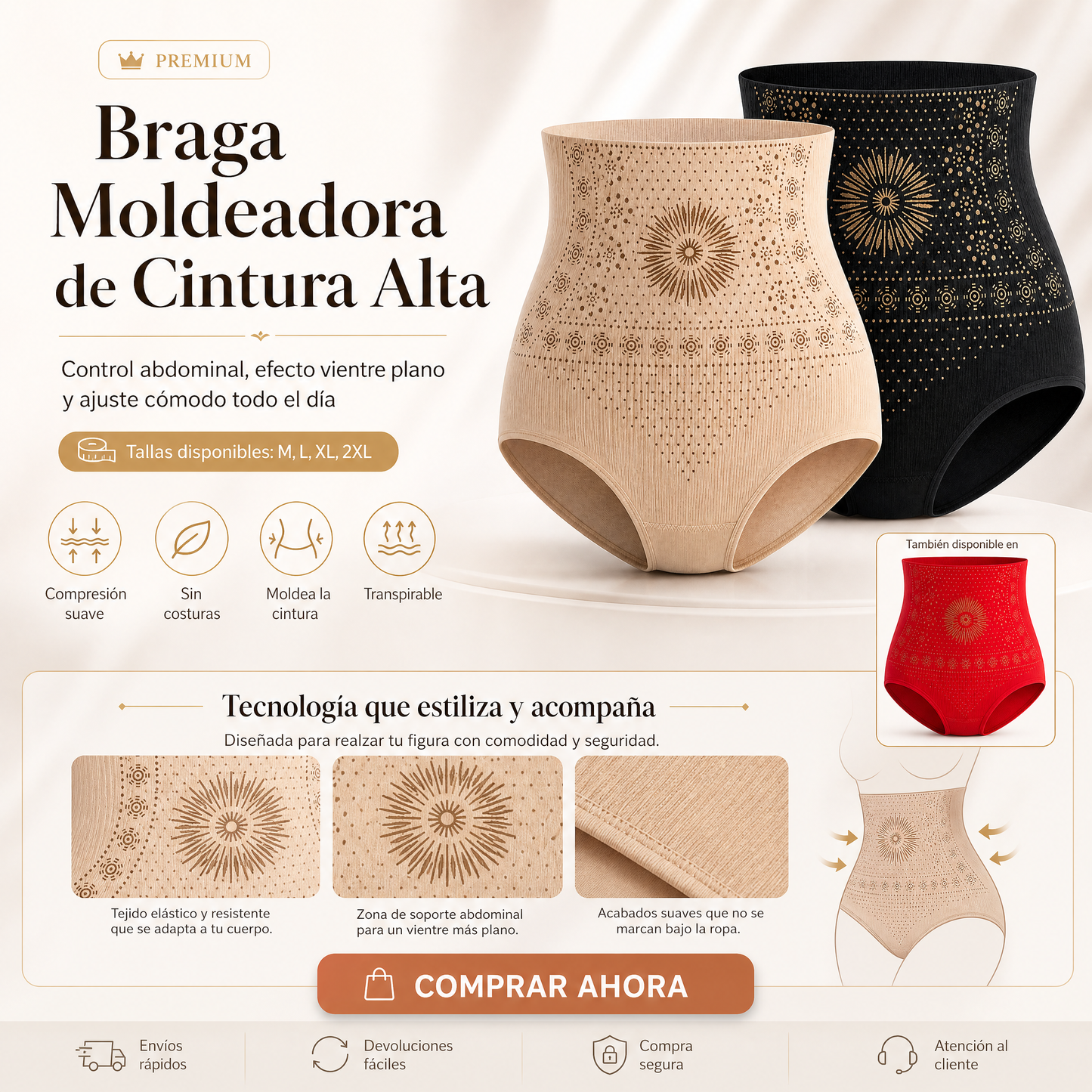 Pantaloncini Modellanti a Vita Alta da Donna