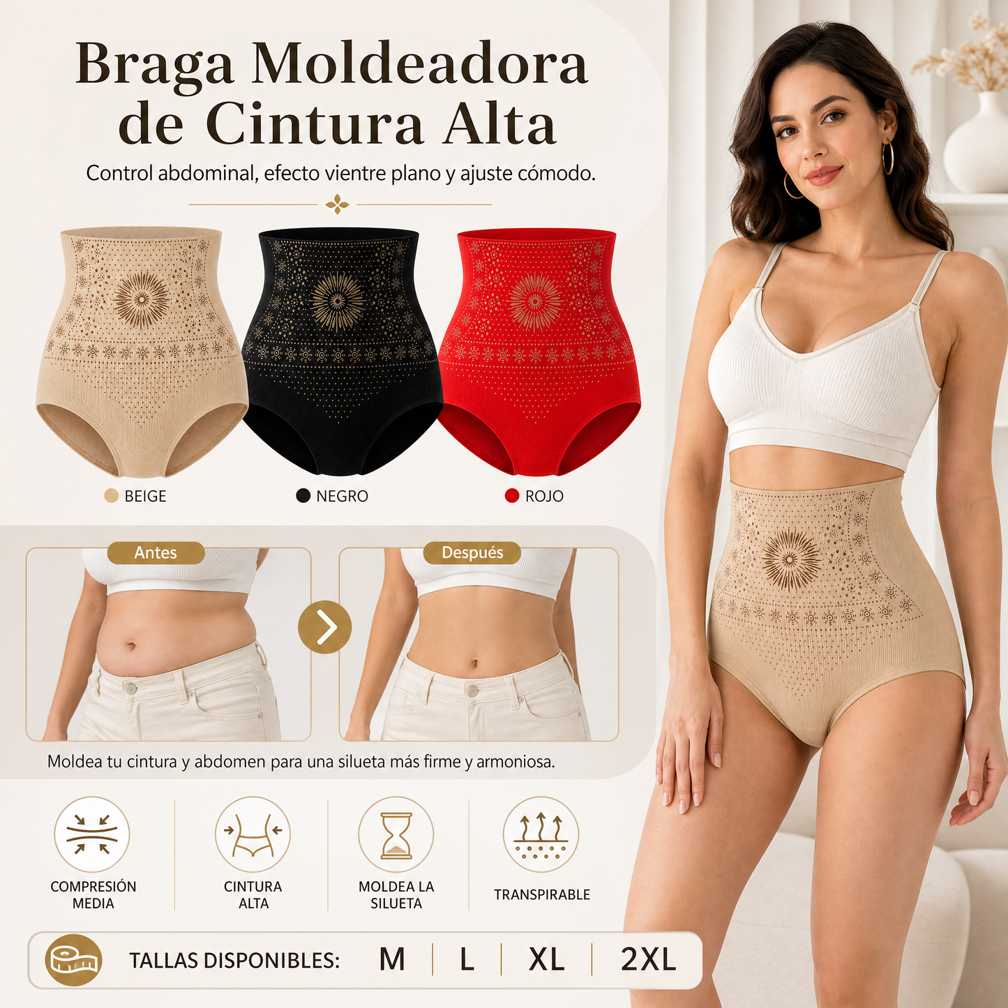Pantaloncini Modellanti a Vita Alta da Donna