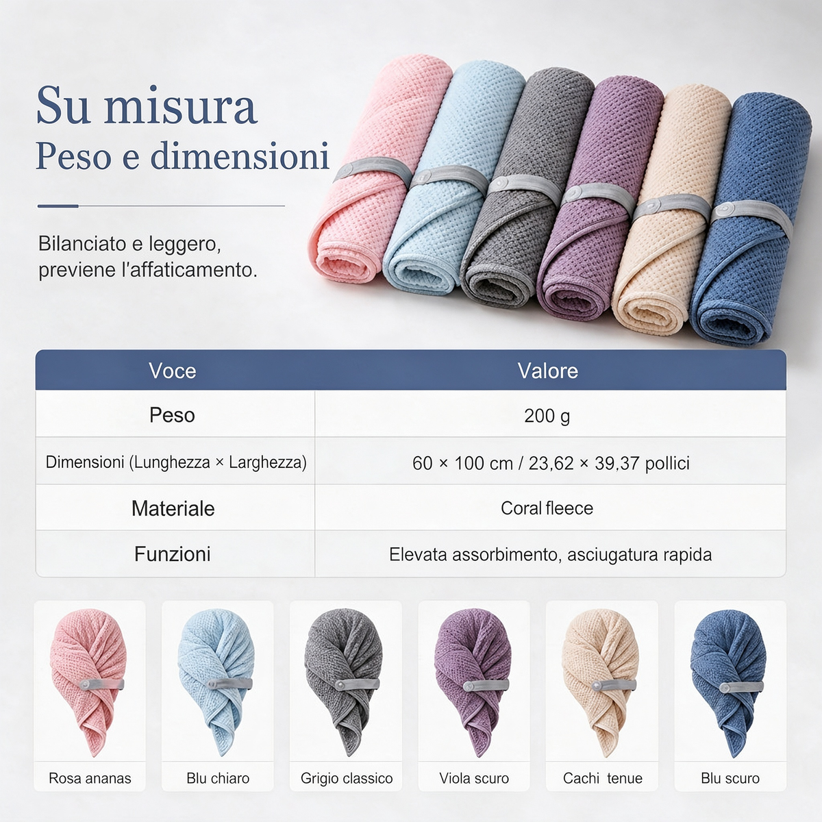 🧖‍♀️Turbante asciugacapelli in microfibra! Asciuga velocemente i capelli, si fissa con elastico!Ideale dopo la doccia, protegge i capelli dal calore dell’asciugacapelli.