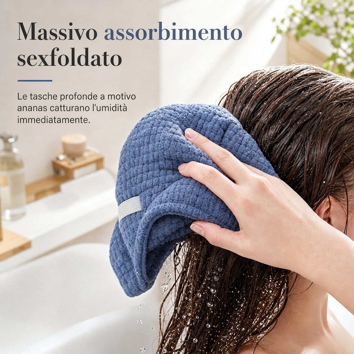 🧖‍♀️Turbante asciugacapelli in microfibra! Asciuga velocemente i capelli, si fissa con elastico!Ideale dopo la doccia, protegge i capelli dal calore dell’asciugacapelli.