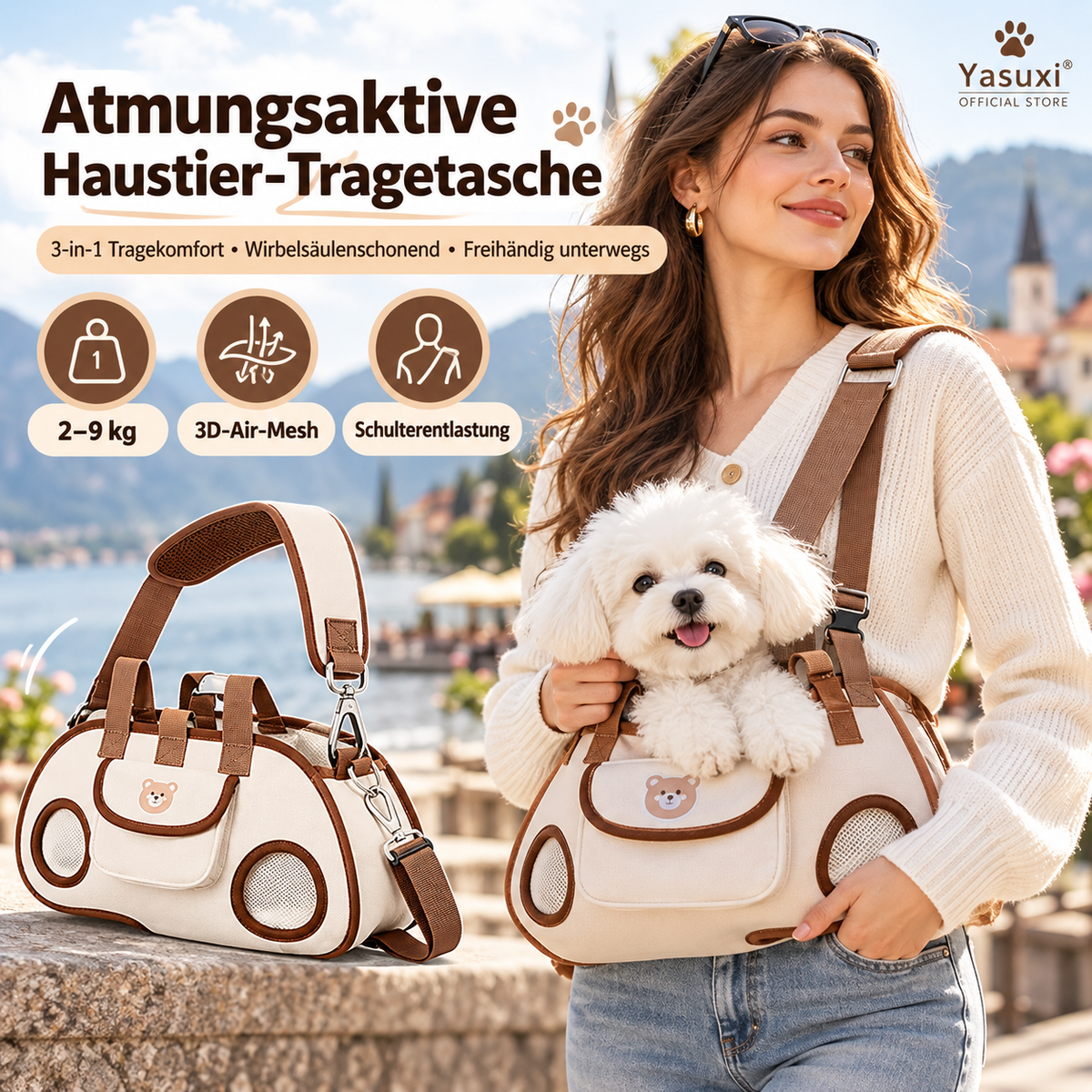 🐶 50 % RABATT 🐾 3-in-1 Haustier-Tragetasche – Atmungsaktiv, ergonomisch & bequem für kleine Hunde und Katzen