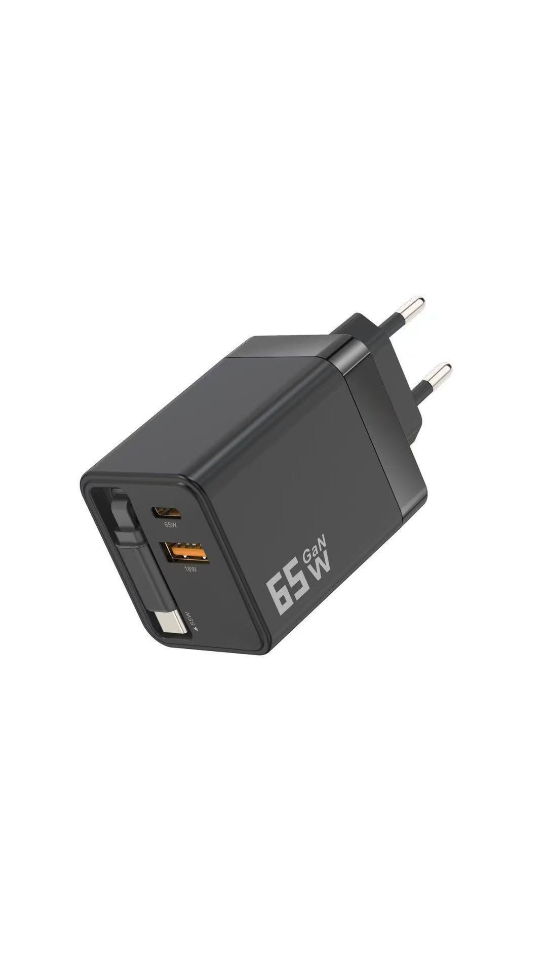 ⚡ Caricabatterie GaN 80W 3 in 1 con Cavo Type-C Retraibile 🔌🎒 - Ricarica Ultra-Veloce PD | USB-C + USB-A | Compatto & Portatile | 4 Colori | -50%