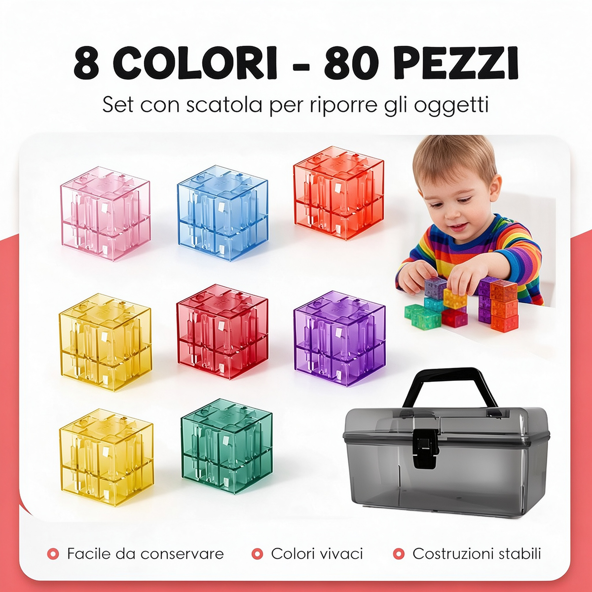 🏗️ Set di blocchi magnetici da costruzione per bambini👶✨