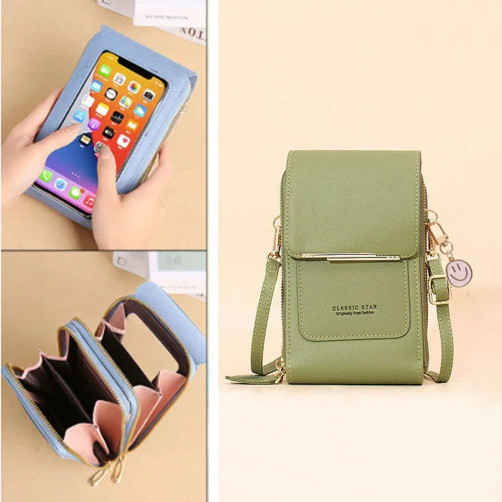 Borsa da donna in pelle con touch screen