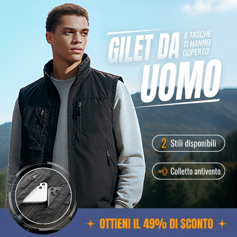 🧥👕Gilet oversize senza maniche da uomo con tasche