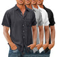 8-Pack Men's vintage cotton linen pocket short-sleeved shirt