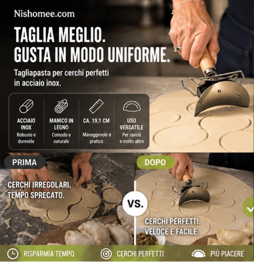 🥟 Risparmia il 50%! 🔪 Tagliapasta per ravioli in acciaio inox, per tagliare in modo facile e uniforme ✨