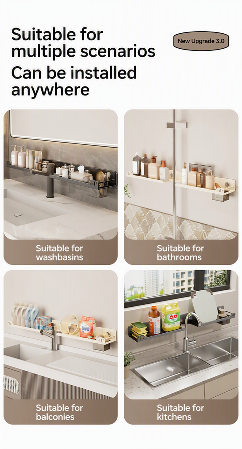 🥳2026 NUOVO ARRIVO🥳💞50K+ VENDUTI!🔥50% DI SCONTO! 🛁🧺 Mensola da Bagno Senza Foratura Montata a Parete — Fissaggio a Manopola Rotante, Tenuta Stabile, Facile Installazione ✨