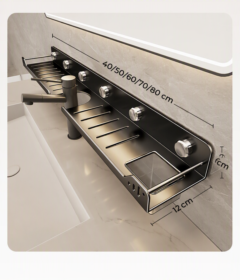 🥳2026 NUOVO ARRIVO🥳💞50K+ VENDUTI!🔥50% DI SCONTO! 🛁🧺 Mensola da Bagno Senza Foratura Montata a Parete — Fissaggio a Manopola Rotante, Tenuta Stabile, Facile Installazione ✨