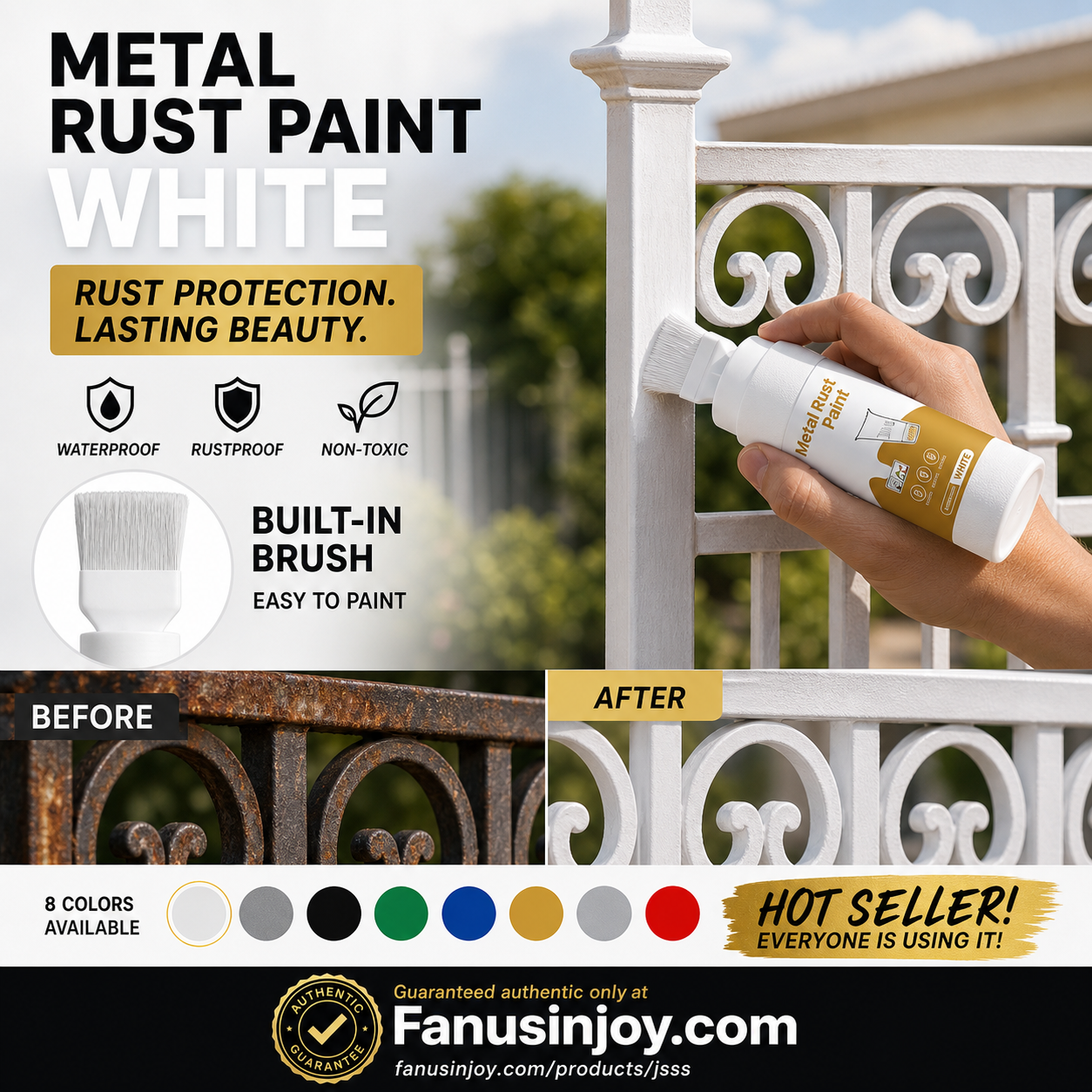 ✨🔥🖌️Rinnova le superfici verniciate con un solo semplice tocco!✨🏠Vernice metallica argento a base d'acqua con pennello integrato💥👍
