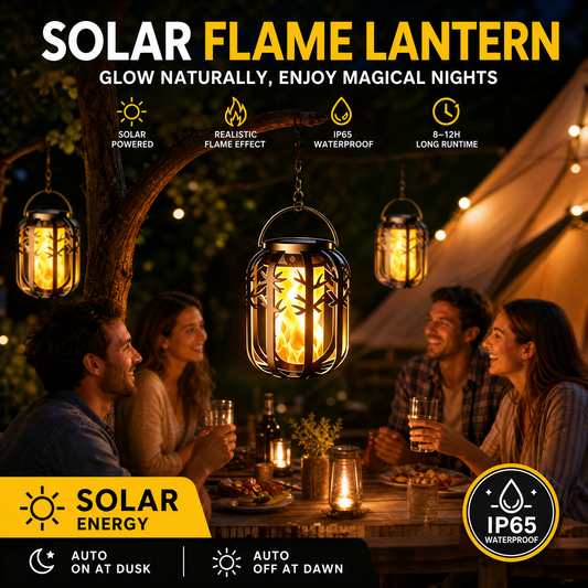 ☀️ Lanterna Solare a Fiamma Tremolante – Impermeabile e Automatica – Luce Calda e Realistica, Perfetta per Terrazze, Giardini o Vialetti – Senza Fili 🌙