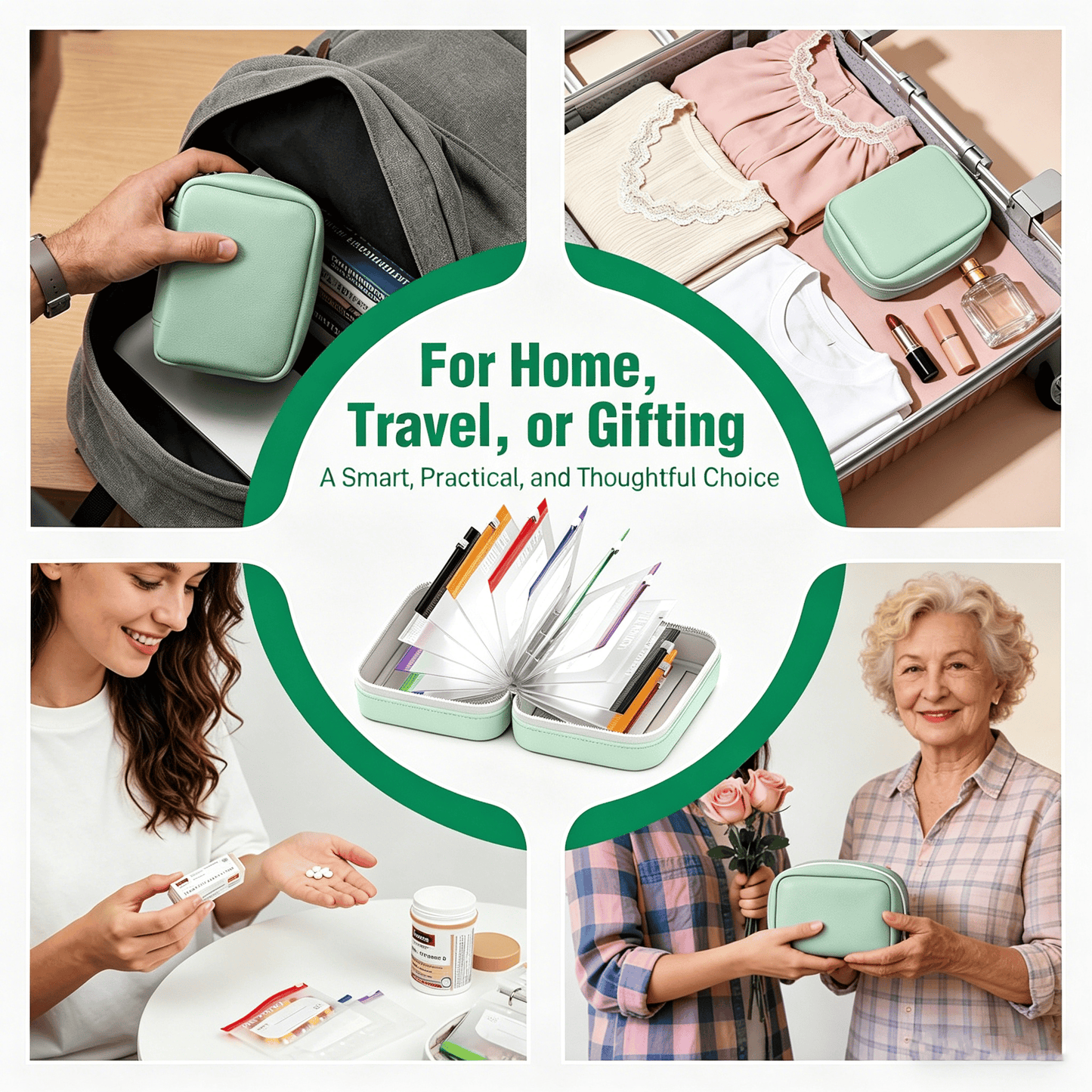 💊 A8 Organizer Impermeabile 14 Bustine Portapillole Codificate a Colori – Custodia da Viaggio Settimanale in Stile Raccoglitore per Pillole, Vitamine e Integratori💊