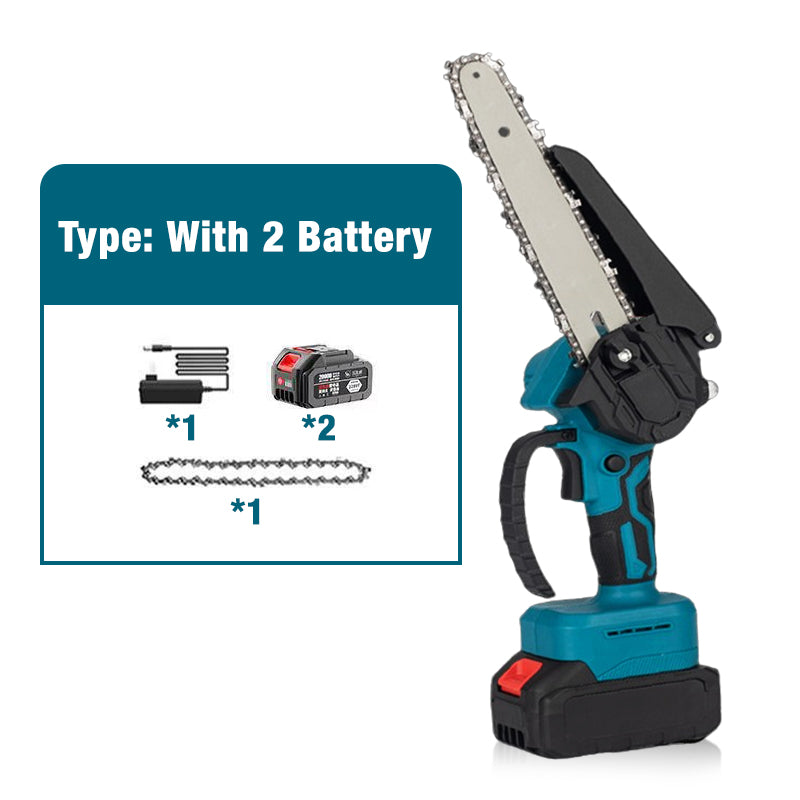 🪚 Mini Motosega a Batteria da 6 Pollici con Motore Brushless ✨⚡ - 2580W | 3500 giri/min | Lubrificazione Automatica | Barra in Acciaio al Tungsteno | 1 o 2 Batterie | 50% DI SCONTO