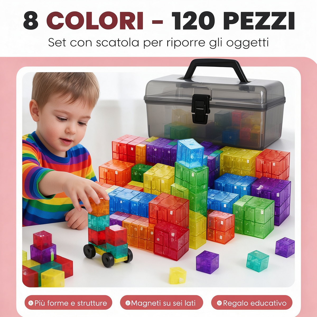 🏗️ Set di blocchi magnetici da costruzione per bambini👶✨