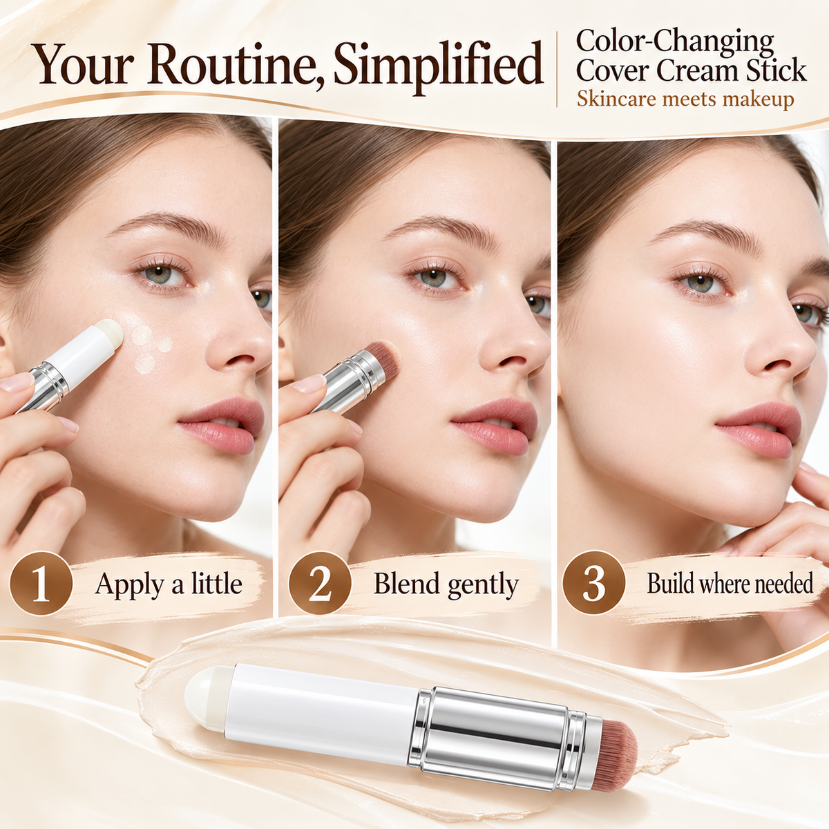🔥ULTIMO GIORNO! ACQUISTA 1 E RICEVI 1 IN OMAGGIO (2 PEZZI IN TOTALE)✨Fondotinta coprente in stick che cambia colore, con trattamento per la pelle e finish naturale💄