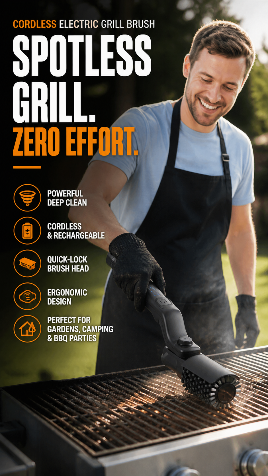 ⚡ Spazzola Elettrica per Barbecue Senza Fili – 50% SCONTO! Pulisci il Grill in Pochi Secondi 🍖