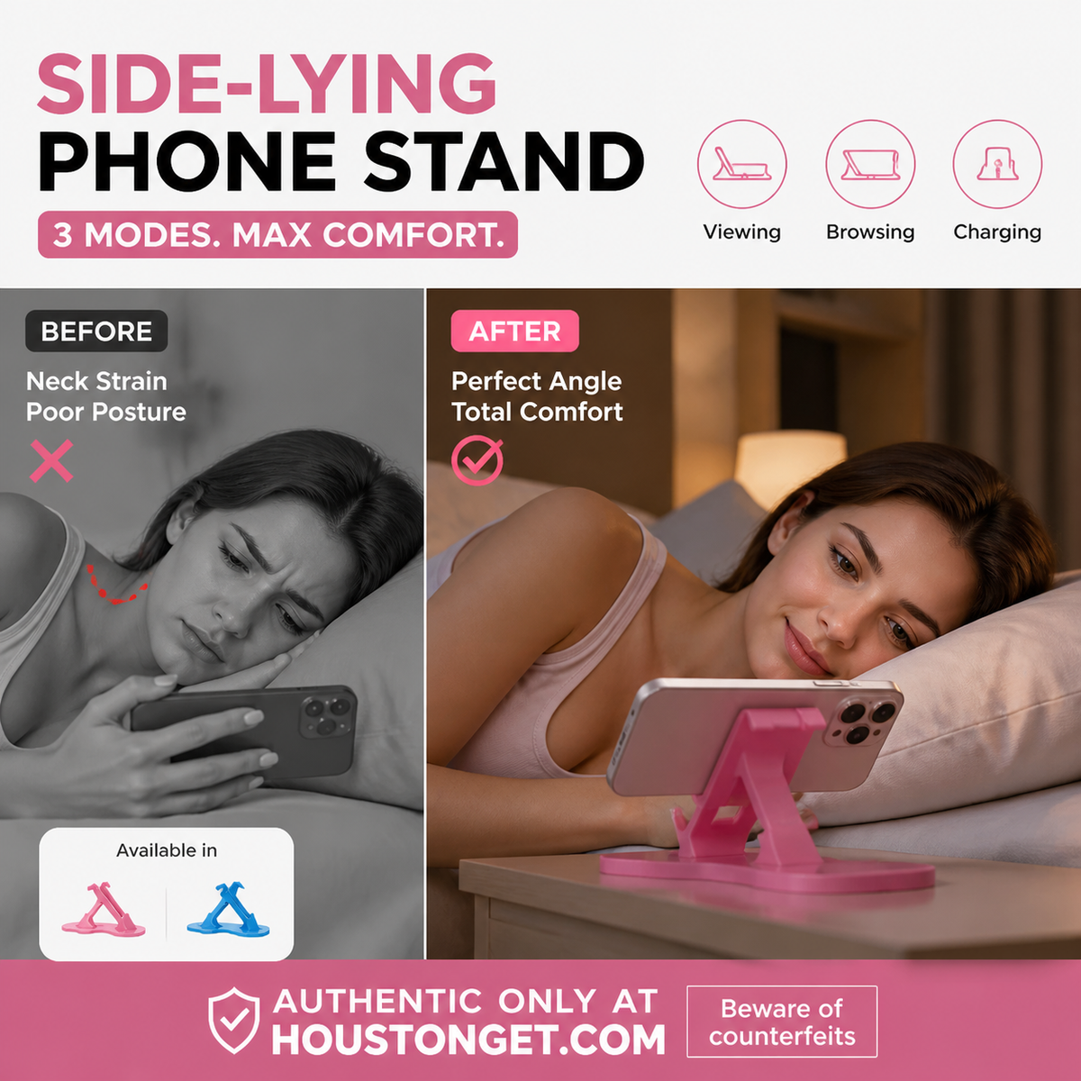 🔥 -50% Oggi: Supporto per Telefono Multi-Angolo Compatibile con l’Uso Laterale – Supporto da scrivania regolabile a 3 posizioni, presa stabile e mani libere per letto, divano e ufficio.
