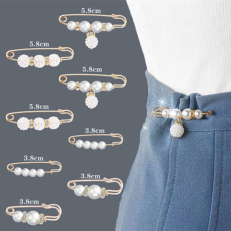 ✨Spille con perle, spille di sicurezza per abiti, pantaloni, gonne, cardigan, colletti, spille con strass e perle finte per donne e ragazze, spille di sicurezza estensibili per pantaloni.