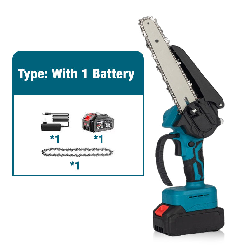 🪚 Mini Motosega a Batteria da 6 Pollici con Motore Brushless ✨⚡ - 2580W | 3500 giri/min | Lubrificazione Automatica | Barra in Acciaio al Tungsteno | 1 o 2 Batterie | 50% DI SCONTO