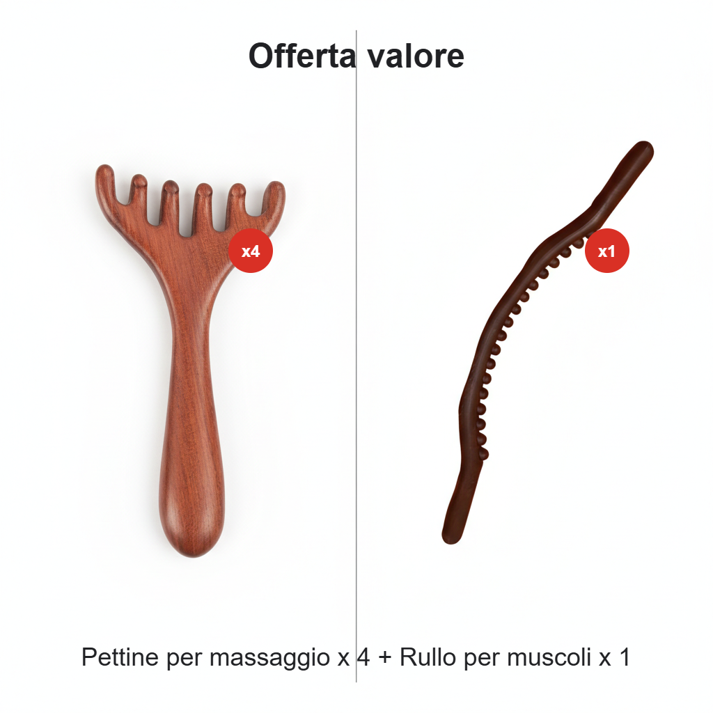🛒 ACQUISTA 1 OTTIENI 1! ✨ PETTINE MASSAGGIATORE A 6 PUNTI - Stimola il Cuoio Capelluto e Migliora la Circolazione, Design Ergonomico in Legno Naturale per Relax Totale 💆‍♀️🌿