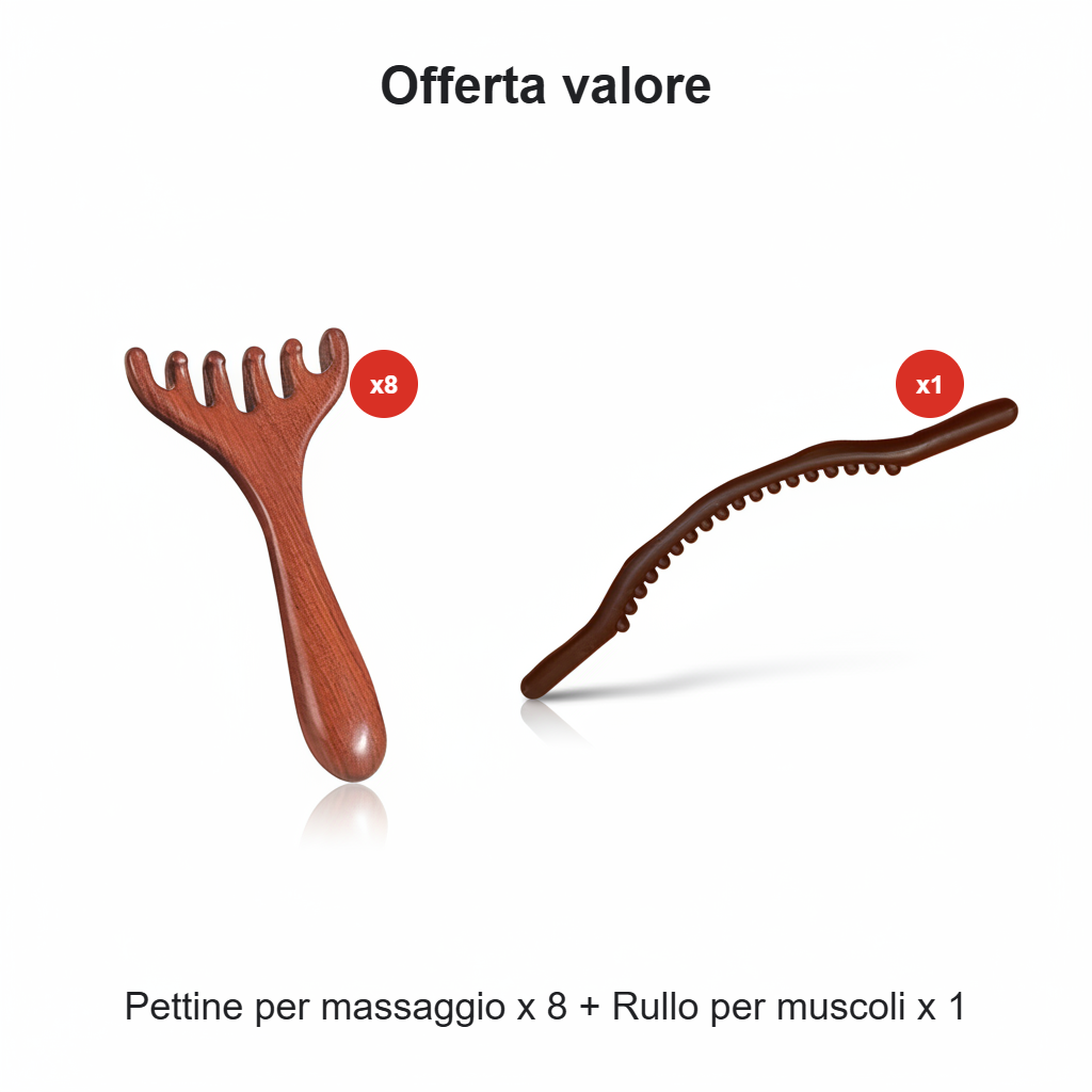 🛒 ACQUISTA 1 OTTIENI 1! ✨ PETTINE MASSAGGIATORE A 6 PUNTI - Stimola il Cuoio Capelluto e Migliora la Circolazione, Design Ergonomico in Legno Naturale per Relax Totale 💆‍♀️🌿