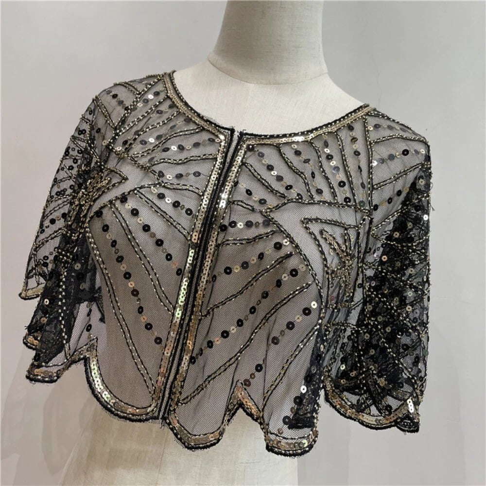 Stola di pizzo vintage con perline