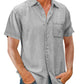 8-Pack Men's vintage cotton linen pocket short-sleeved shirt