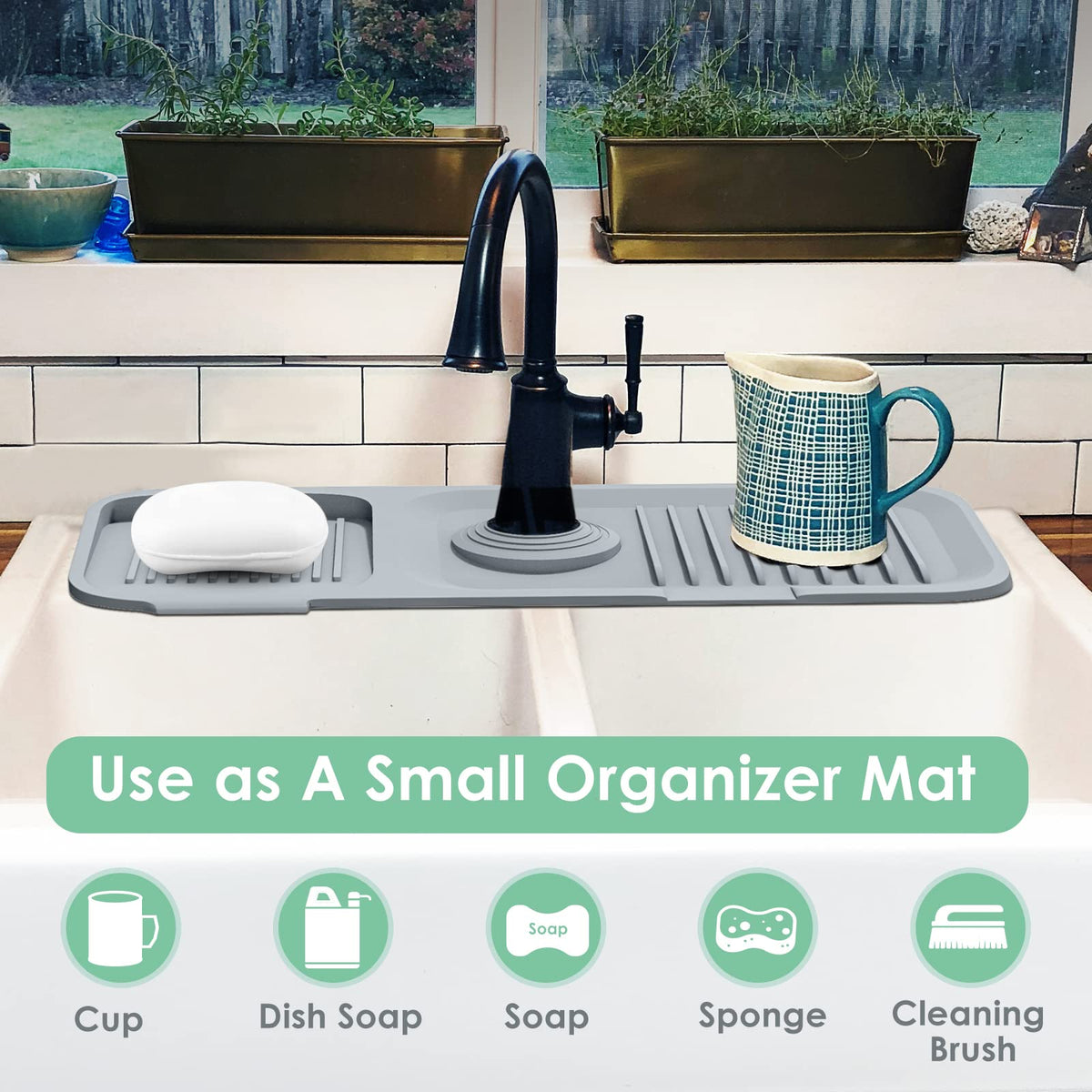 ✨Tappetino paraschizzi in silicone per rubinetto💧Ritagliabile e regolabile, drenaggio automatico, asciugatura rapida. Raccoglie le gocce d’acqua, protegge lavello cucina e bagno da macchie e calcare✅