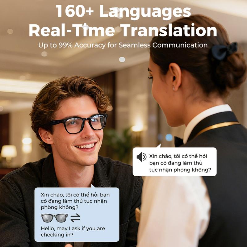 🥳2026 SALDI CALDI🥳💞50.000+ VENDUTI!👓✨ 50% DI SCONTO! Occhiali Smart AI con ChatGPT – Traduzione in tempo reale in 160+ lingue, fotocamera 8MP e video 4K. Bluetooth 5.4, audio HiFi – il tuo assistente AI personale per viaggi e vita quotidiana! 🗣️🌍