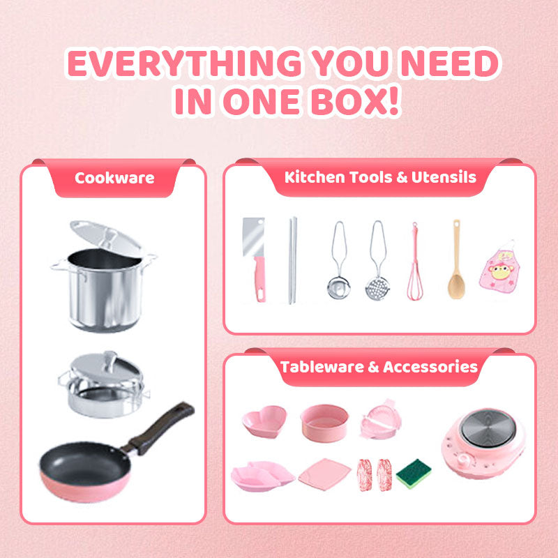 👧🏻 60% DI SCONTO! 🎉 Mini Cucina Giocattolo 22 Pezzi – Effetti Sonori/Luci, Sviluppo Cognitivo & Gioco Realistico 🍳📦