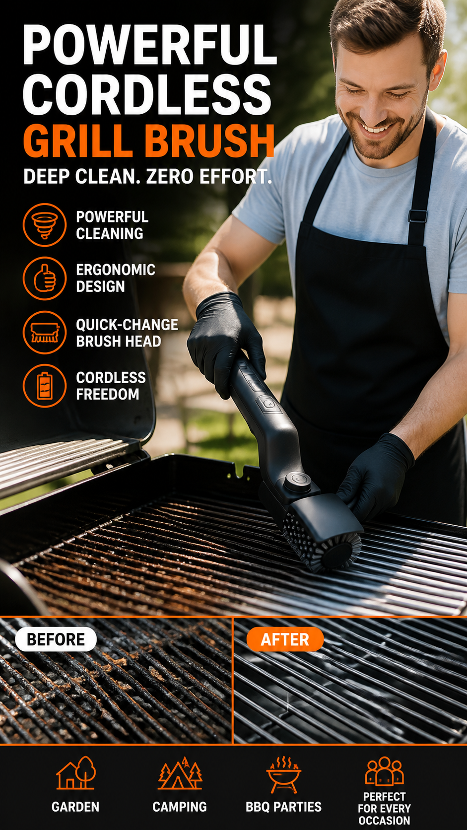 ⚡ Spazzola Elettrica per Barbecue Senza Fili – 50% SCONTO! Pulisci il Grill in Pochi Secondi 🍖