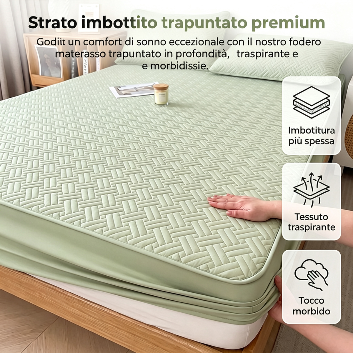 🥳2026 NUOVO ARRIVO🥳🔥OLTRE 50.000 VENDUTI! 🛏️Lenzuolo con angoli trapuntato con bordo elastico perimetrale, antiscivolo, morbido e confortevole. Protegge il materasso, adatto per uso domestico ✨