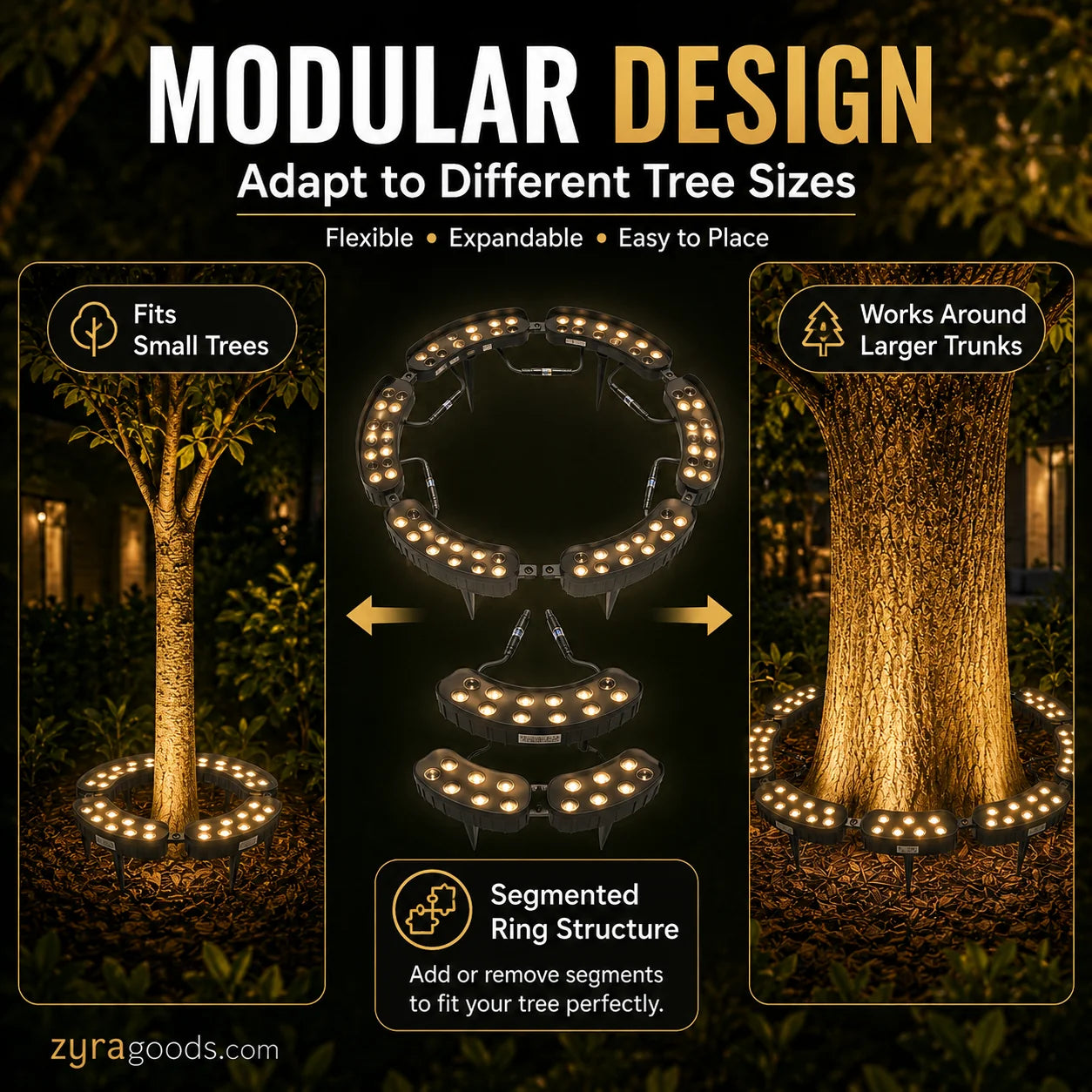 🌳💡 Illuminazione ad Anello per Alberi – Faretti da Esterno Impermeabili per Alberi, Colonne e Giardino