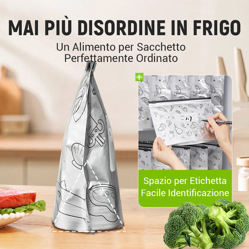 🔥Best seller mondiale🍗 Offerta limitata! Compra 3 e ricevi 2 in omaggio🥦Sacchetti riutilizzabili in alluminio sigillabili per la conservazione degli alimenti