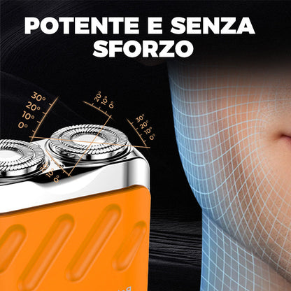 Rasoio Elettrico Rotativo Portatile a Doppio Anello