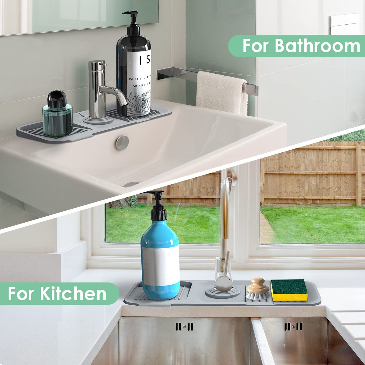 ✨Tappetino paraschizzi in silicone per rubinetto💧Ritagliabile e regolabile, drenaggio automatico, asciugatura rapida. Raccoglie le gocce d’acqua, protegge lavello cucina e bagno da macchie e calcare✅