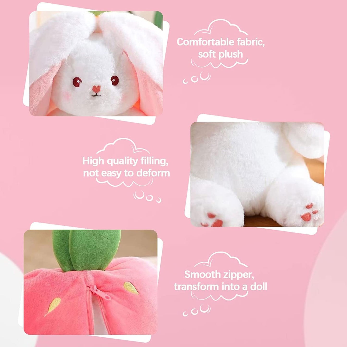 🍓Coniglietto Fragola si Trasforma in Coniglietto🎀 Peluche Frutto Bambola🐰