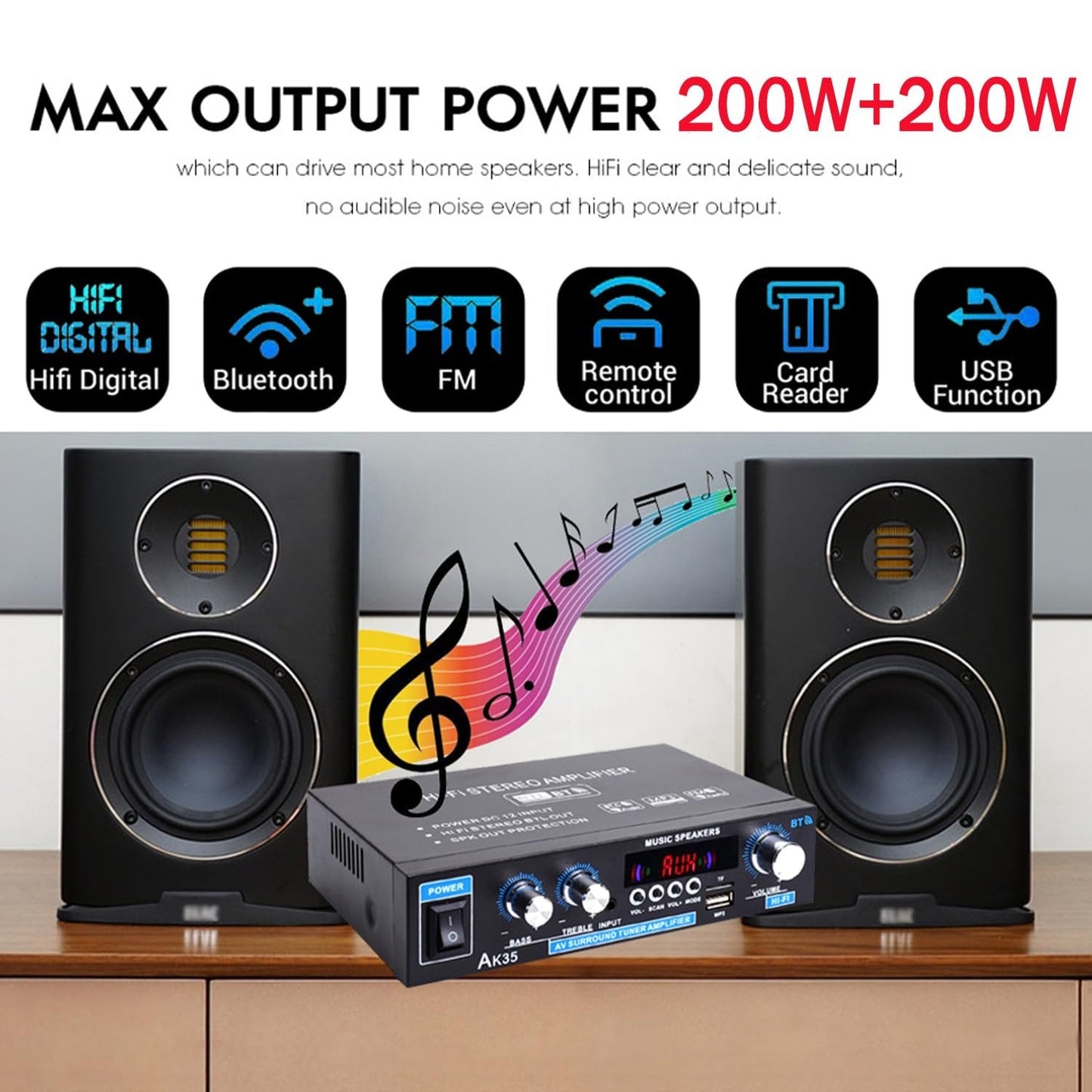 Amplificatore stereo AK35 per audio domestico Bluetooth 5.0 Max