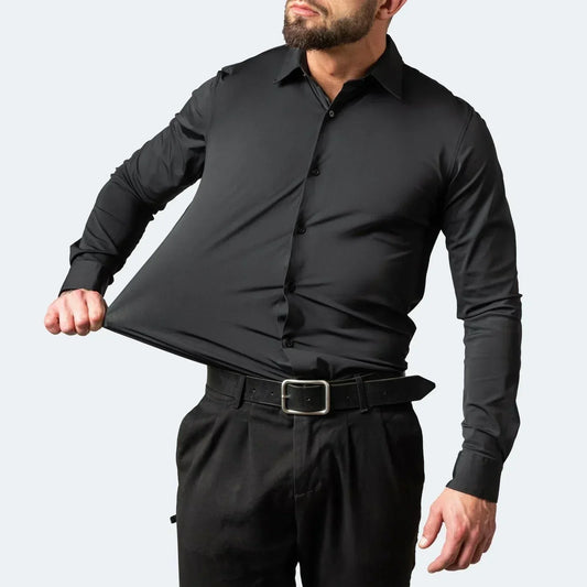 Camicia elegante elasticizzata da uomo a maniche corte