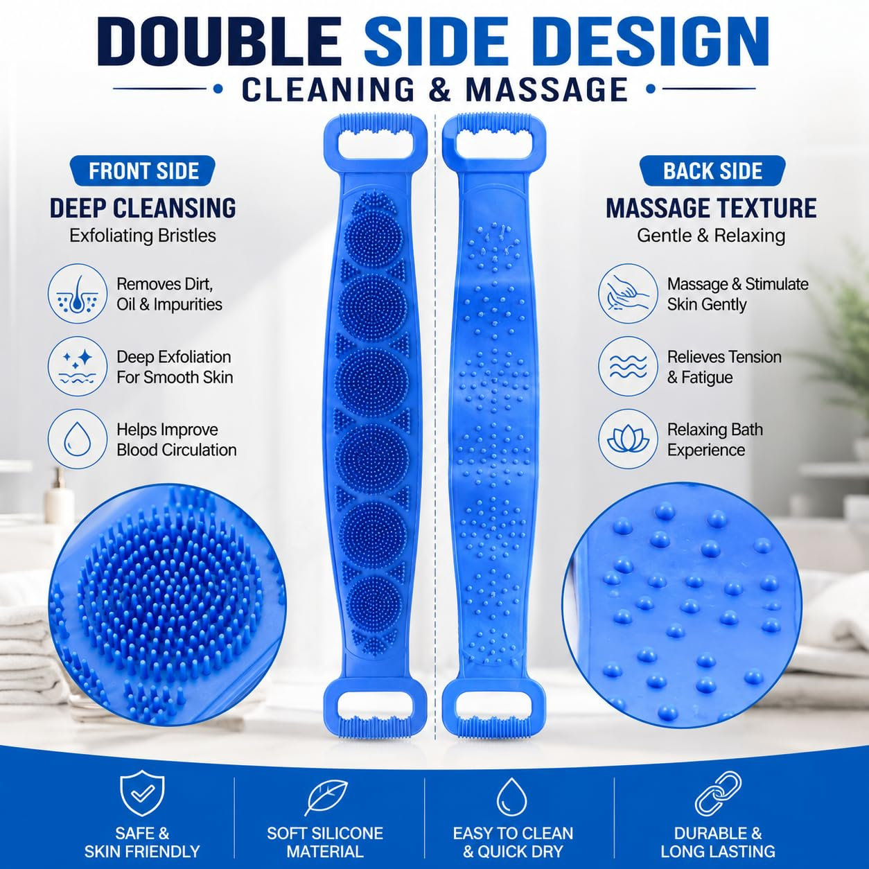🧼Spazzola Esfoliante in Silicone per la Schiena, Doppio Lato con Setole Morbide in Silicone