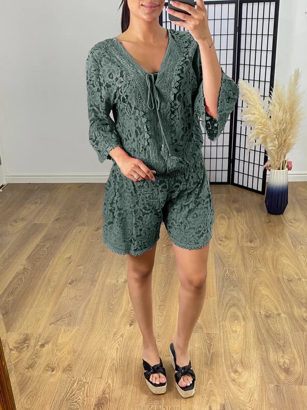 💕Promozione ultimo giorno - 49% DI SCONTO🎁Abito casual corto in pizzo con scollo a V