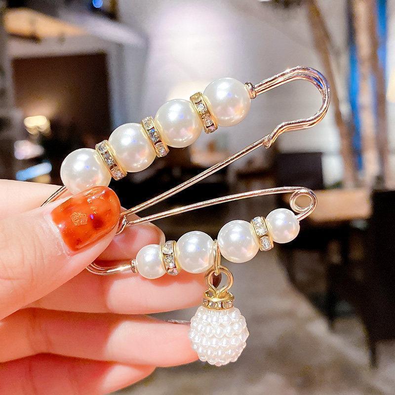 ✨Spille con perle, spille di sicurezza per abiti, pantaloni, gonne, cardigan, colletti, spille con strass e perle finte per donne e ragazze, spille di sicurezza estensibili per pantaloni.
