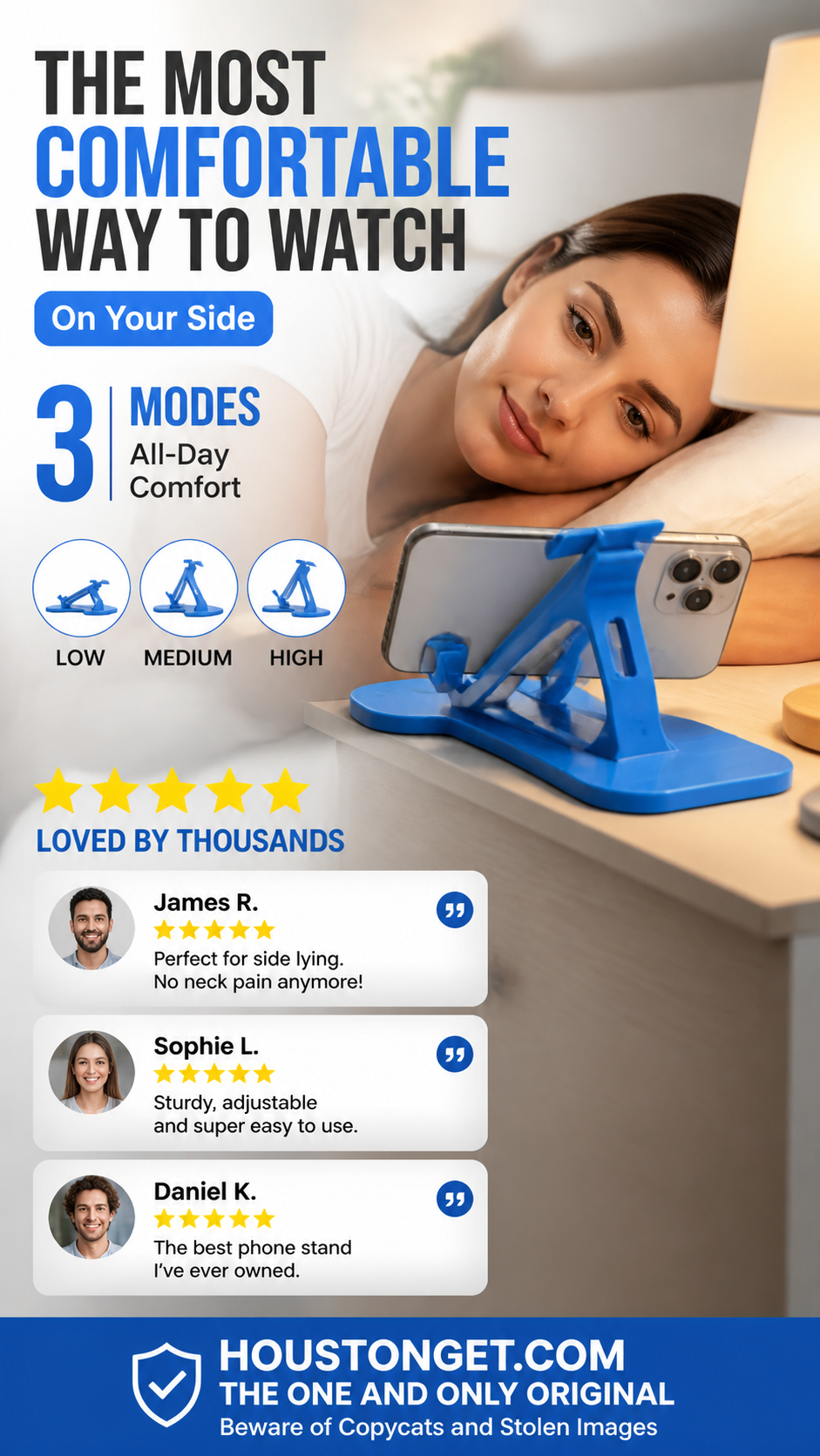 🔥 -50% Oggi: Supporto per Telefono Multi-Angolo Compatibile con l’Uso Laterale – Supporto da scrivania regolabile a 3 posizioni, presa stabile e mani libere per letto, divano e ufficio.