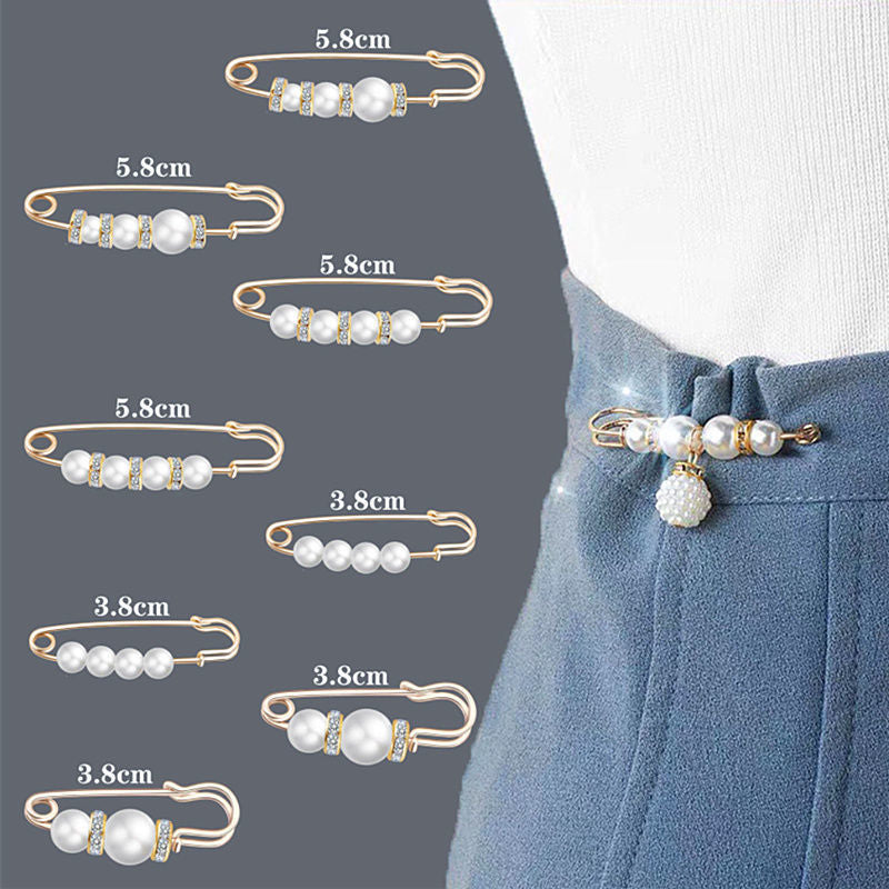 ✨Spille con perle, spille di sicurezza per abiti, pantaloni, gonne, cardigan, colletti, spille con strass e perle finte per donne e ragazze, spille di sicurezza estensibili per pantaloni.