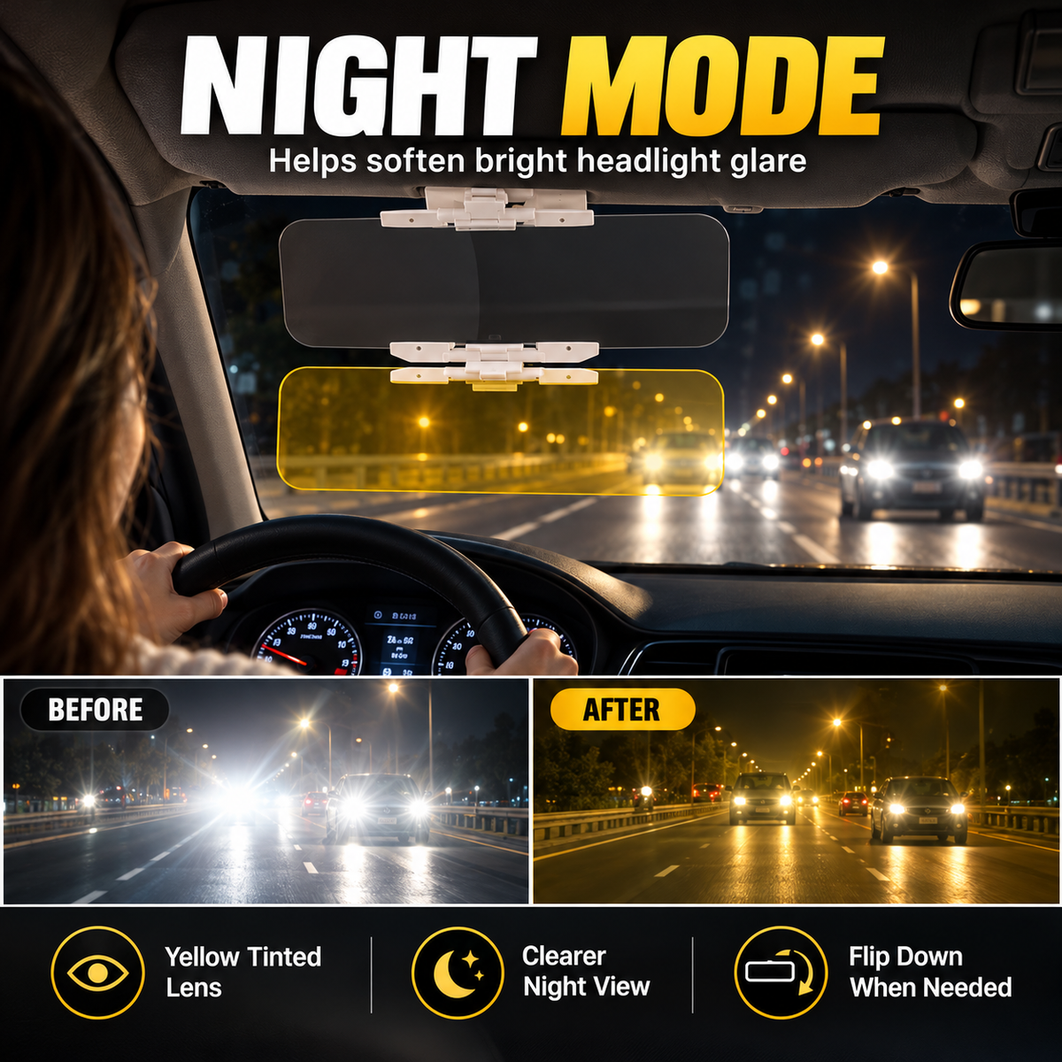 Visiera universale HD antiriflesso per auto, per il giorno e la notte